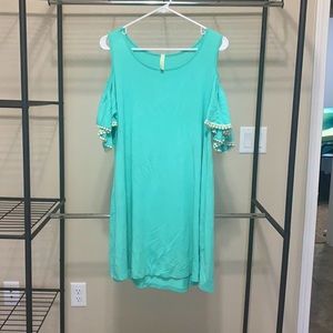 Turquoise Off the Shoulder Dress